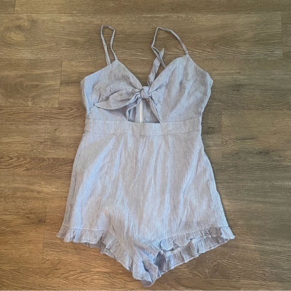 Stella Laguna Beach Short Shorts Romper Striped Tie Front Womens Size Small
